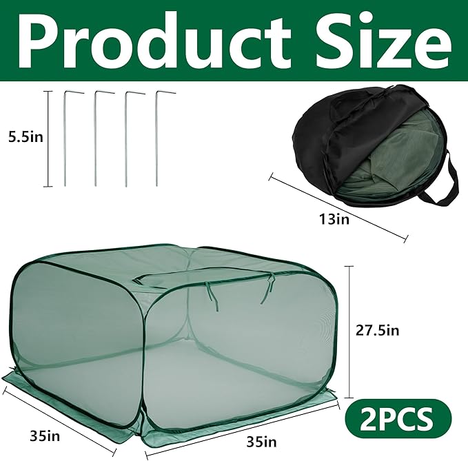 2 Pcs Pop Up Mesh Plant Cover, Garden Net Cage Guard Cover - Image 2