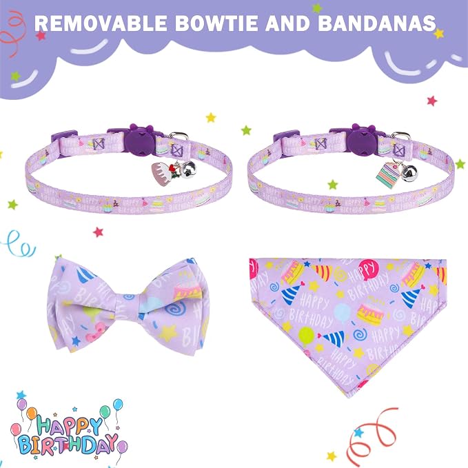 SCENEREAL Cat Bandana Collar for Birthday - Image 4
