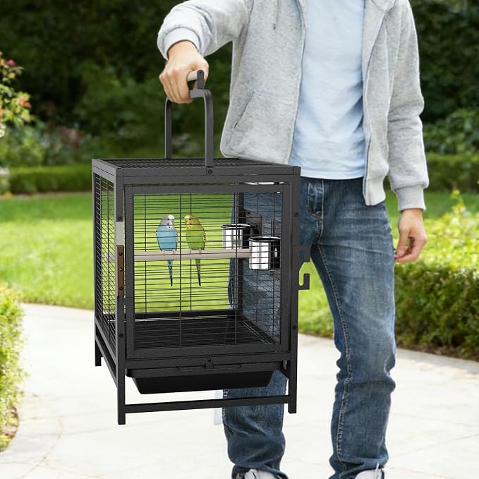 Bird Travel Carrier Cage, 19Inch Wrought Iron Small Bird Cage - Image 7