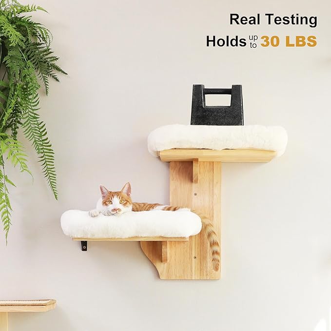 FUKUMARU Cat Wall Shelves, 2 Platform Cats Walls Furniture, Tree Shape Kitten - Image 3