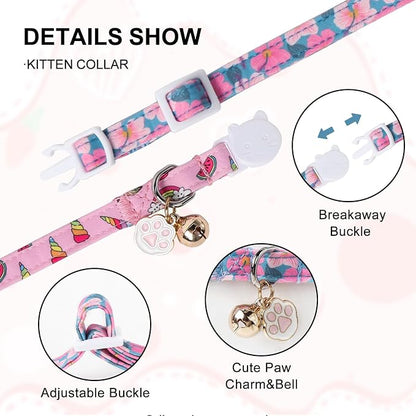 Unique Style Paws Pink Cat Collar, Breakaway Cat Collar - Image 3