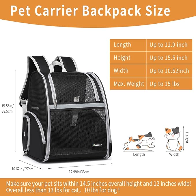 Cat Backpack Carrier for Small Dogs and Medium cat Puppy Kitten Bunny Pet - Image 5