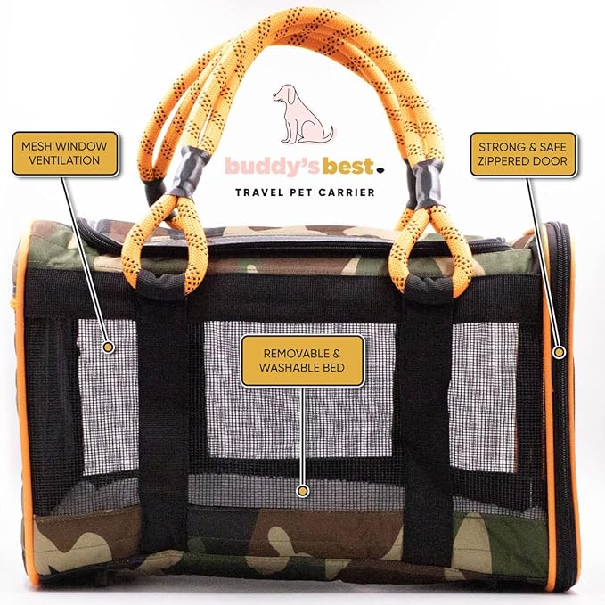 Buddy's Best Airline Approved Pet Carrier – Black & Orange Heavy Duty, Fits - Image 6