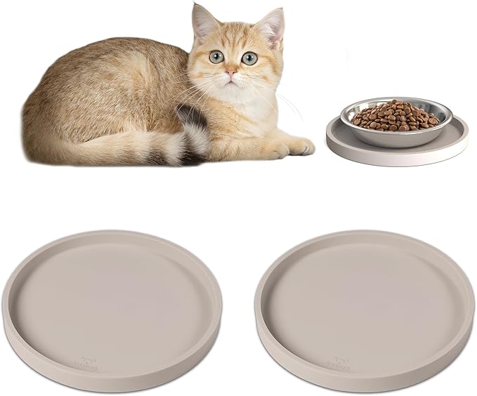 Arespark Pet Silicone Food Mat, Round Eating Tray by Arespark