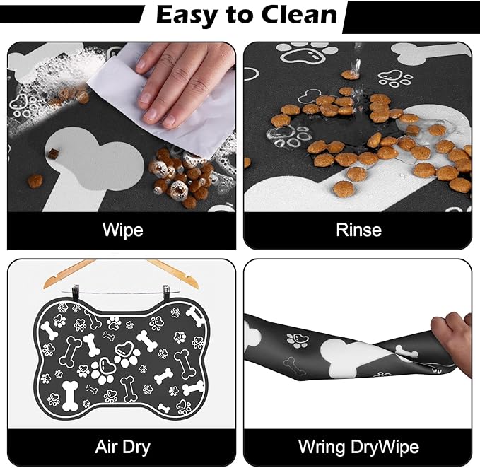 Dog Cat Food Mat, Rapid Absorbent Pet Feeding Mat, Bone Shaped Dog Placemat - Image 5