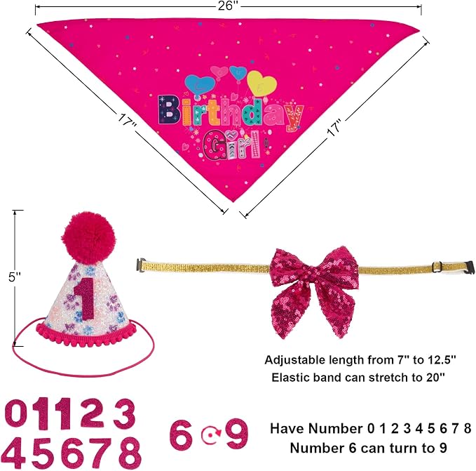 PTDECOR Dog Birthday Party Supplies, Girl Dog Birthday Hat - Image 4