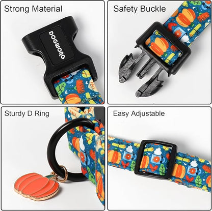 DOGWONG Fall Pumpkin Dog Collar, Fall Maple Leaf Dog Collars Adjustable - Image 3
