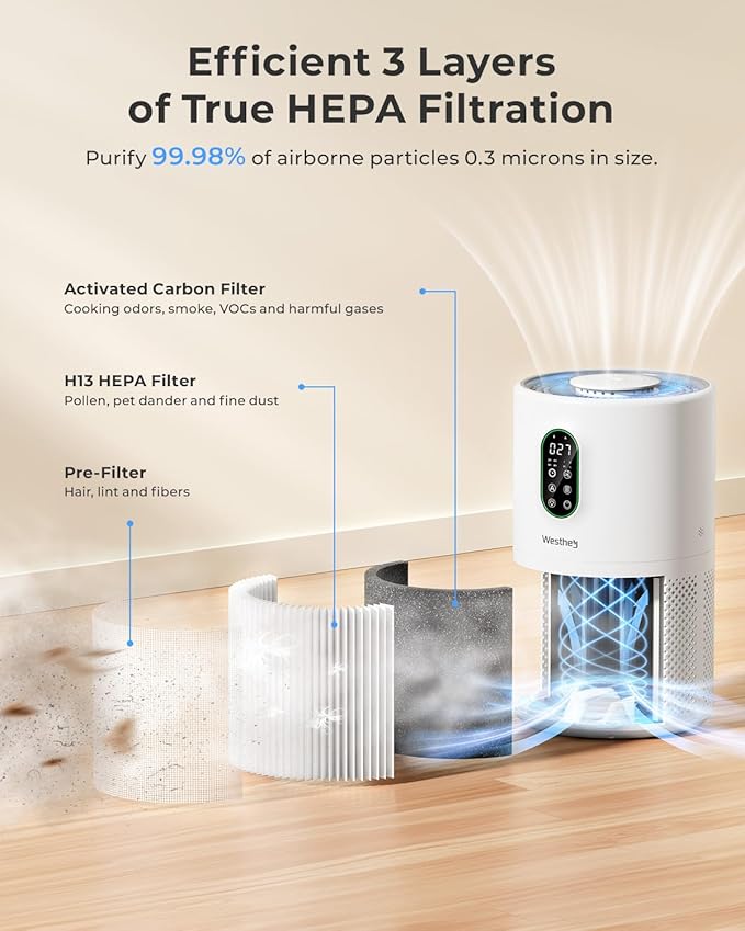 Air Purifiers for Home Large Room up to 1650 ft², WESTHEY H13 True HEPA Air - Image 6