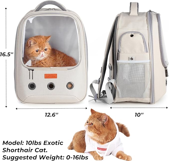 Lollimeow Pet Carrier Backpack, Bubble Backpack Carrier, Cats and Puppies - Image 2
