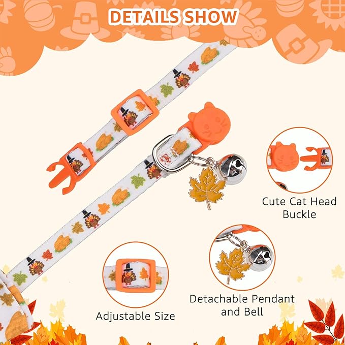 SCENEREAL Fall Thanksgiving Cat Bandana Collar - Image 4