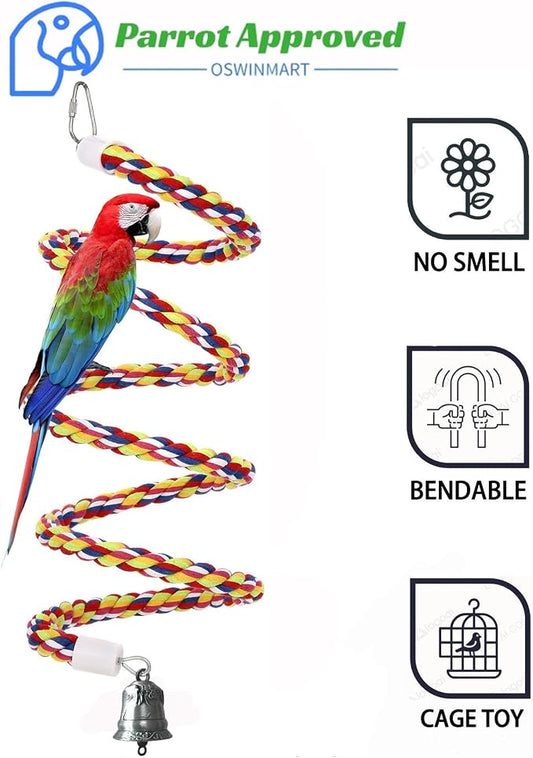 2Pcs 63'' Bird Rope Perches Birdcage Swing Toys 100% Cotton Natural Bird Perch - Image 2