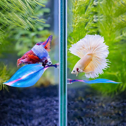 WILLBOND 2 Pcs Blue Silicone Betta Fish Bed Leaf Hammock Betta Fish Tank - Image 6