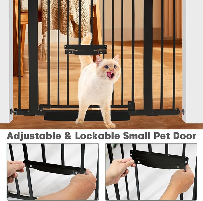 37 Inch Tall Baby Gate with Small Cat Door, Adjustable 29.5" and -40.55" - Image 4