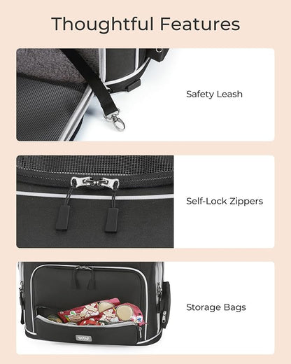 Expandable Pet Carrier: NOBLE DUCK Soft-Sided Cat Dog Carrier 17x11.8X Inches - Image 5