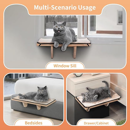 PETSFIT Cat Window Perch, Natural Solid Wood Cat Hammock - Image 2