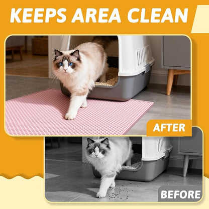 Pieviev Cat Litter Mat Double Layer Waterproof Urine Proof Trapping Mat 1 Pack) - Image 3