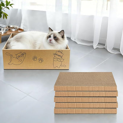 AGYM Cat Scratcher, 5 Packs in 1 Cardboard Box Cat Scratching Pad - Image 6