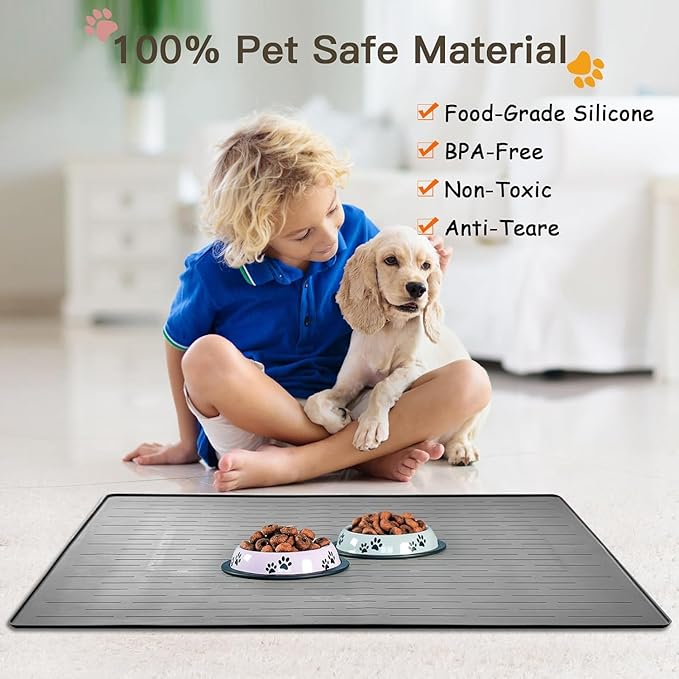 Largest Dog Food Mat, 39.5"x29.5" Silicone Dog and Cat Mat - Image 4