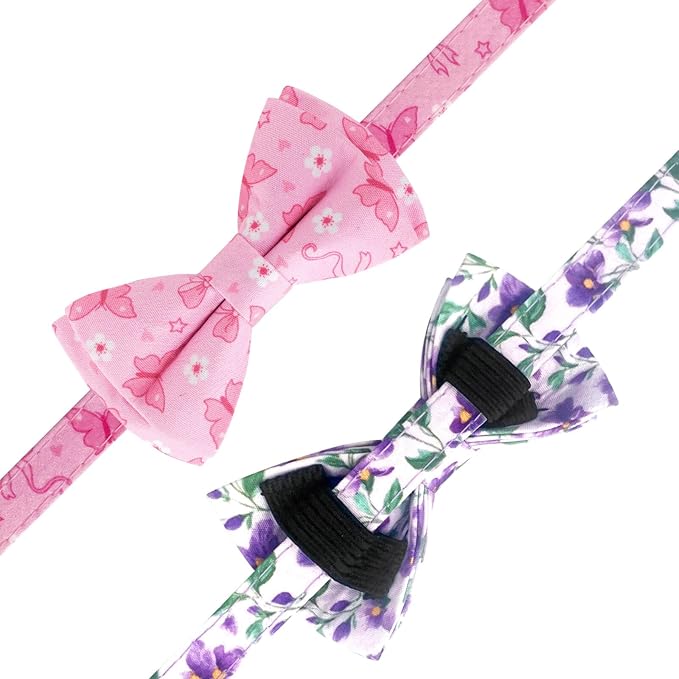 2 Pack Cotton Cat Collar with Bow Tie and Bell - Image 5