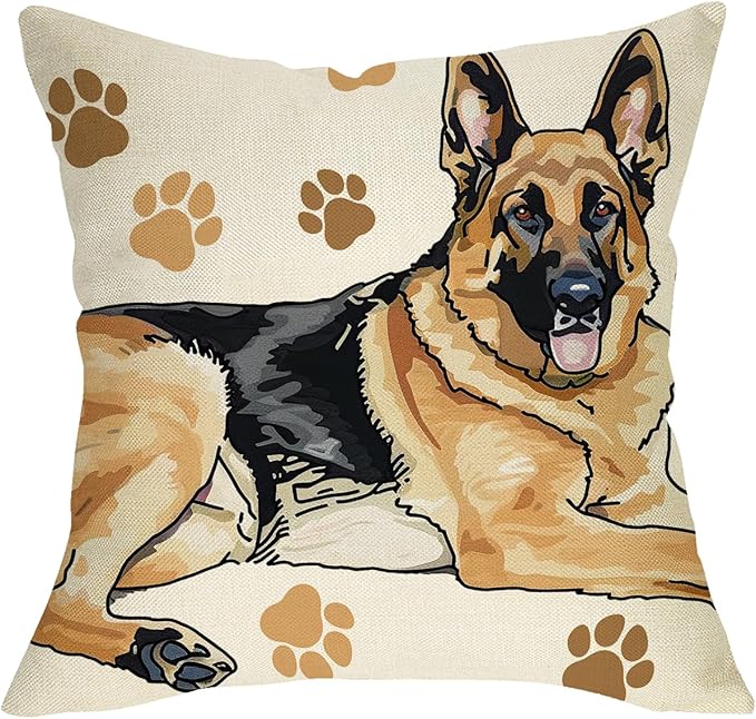 German Shepherd Dog Decorative Throw Pillow Cover 18 x 18, Cute Puppy Paw by Fjfz