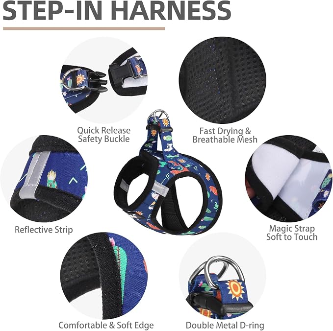 PUPTECK Adjustable Dog Harness Collar and Leash Set, Step in No Pull Pet Harness - Image 2