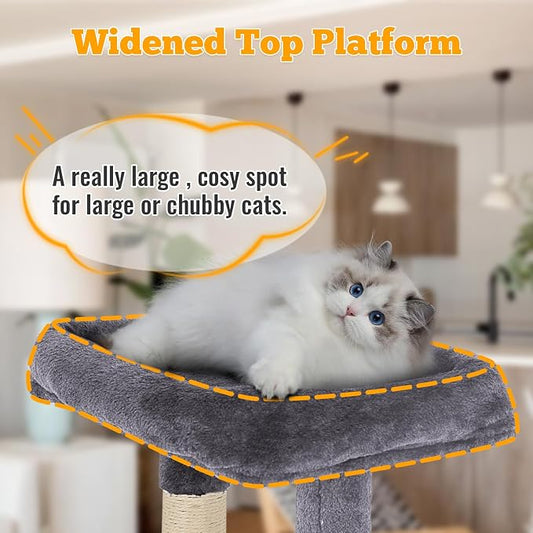 FDW | 37.8" Cat Tree Tower | Light Gray | Multi-Level Indoor Activity Center - Image 2