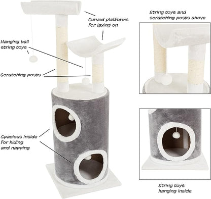 45in Cat Tree with Napping Perches, 2 Story Cat Condo, Cat Scratching Posts - Image 3