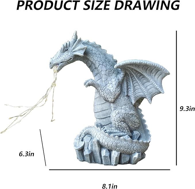 Dragon Solar Garden Statues Outdoor Decoration - Image 3