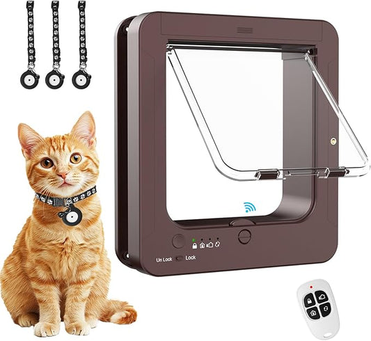 Smart Cat Door with 3 Collar Sensor, RFID Cat Door Collar Activated with Remote by Unknown