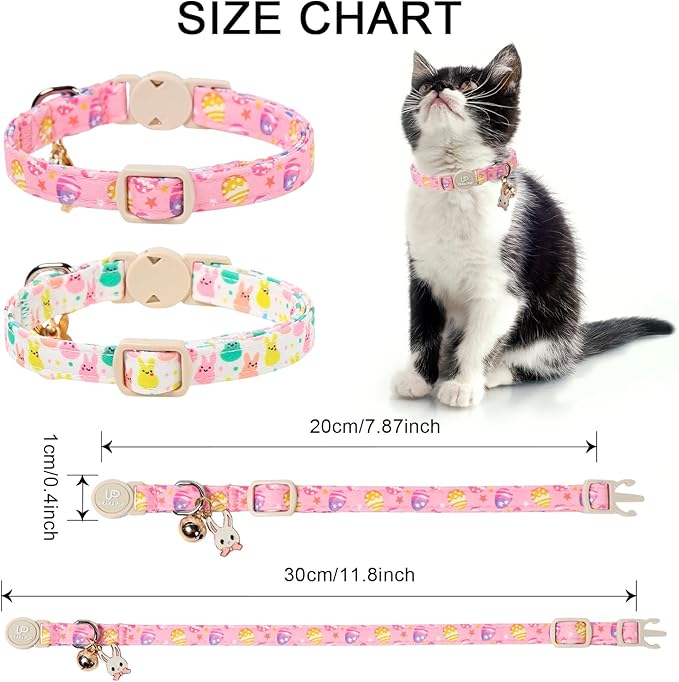 Cat Collar, Spring Pink Easter Eggs Cat Collar - Image 4