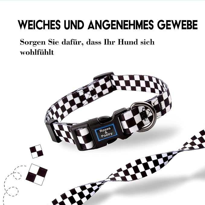 Roses&Poetry Dog Collar with Colourful Patterns, Adjustable Durable Puppy - Image 5