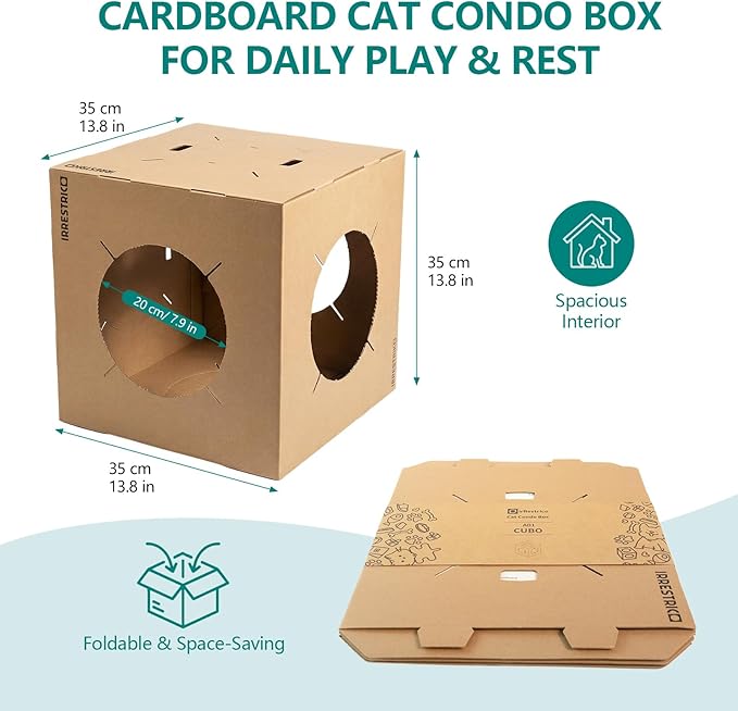 Modular Cardboard Cat Condo System, Semi-Enclosed Cube Module - Image 5