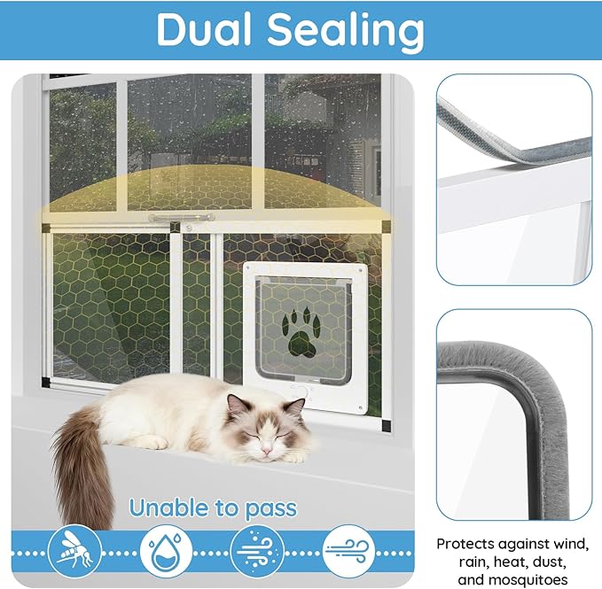 Sliding Cat Door for Window, Fits 32"-37" Width Window, 2-Min Install | - Image 6
