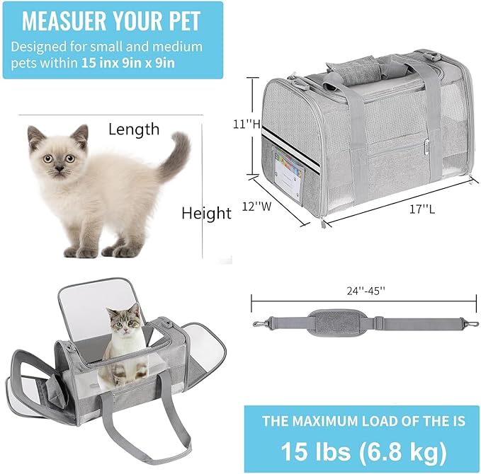 Cat Carrier Pet Carriers Airline Approved - Image 2