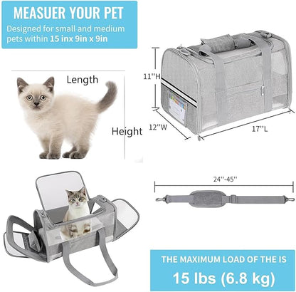 Soft - Sided Pet Carrier for Cats and Small Dogs, Airline - Approved, Foldable - Image 6