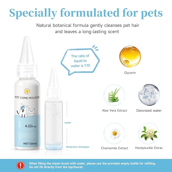 Pet Steam Brush for Dog & Cat – shower bath brush – Steam for Shedding & - Image 3