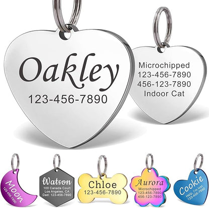 Anavia Personalized Pet ID Tags, Stainless Steel Glossy Laser Engraved Dog Cat by Anavia