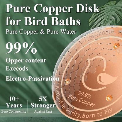 Copper Bird Bath Disks, 4.2" Large Surface, Year-Round Water Cleanliness - Image 2