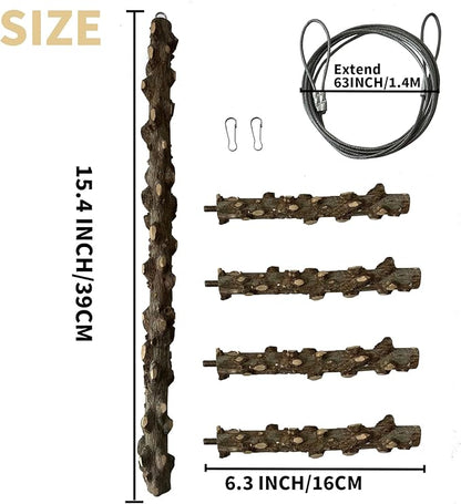 FlidRunest Bird Perch, Hanging Bird Tree Ceiling Perch Swing Toy, Natural - Image 3