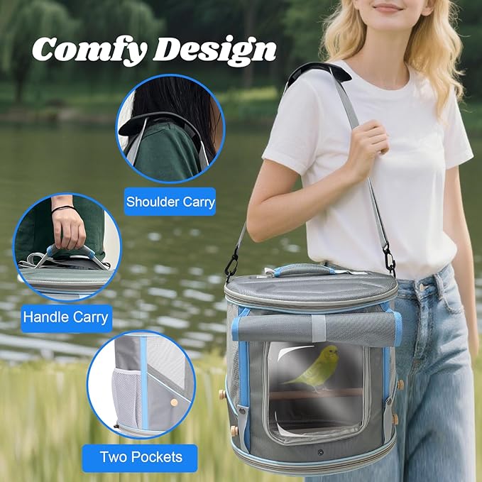 Bird Travel Carrier Cage for Small to Medium Size, Portable Parrot Parakeet - Image 5