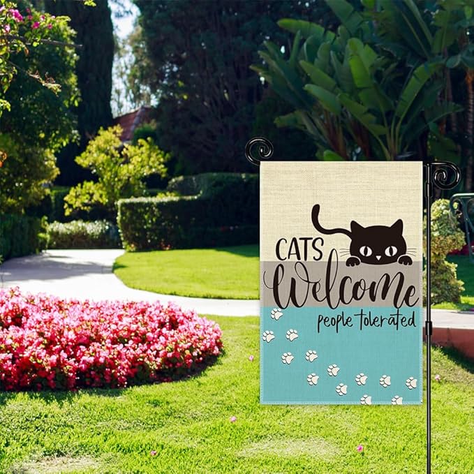 Cats Welcome People Tolerated Garden Flag, Pet Lover Porch Flag, Outdoor Home - Image 4