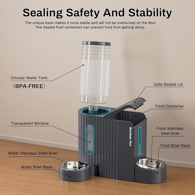 Gardner Pet Automatic Gravity Cat Food Feeder and Water Dispenser Stainless - Image 8