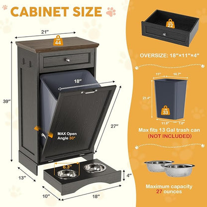21’’W Dog Feeding Station with Storage, Tilt Out Dog Food Cabinet with Drawer - Image 2