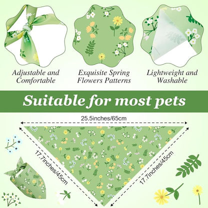 Abbylike 50 Pieces Spring Dog Bandanas Bulk Flower Daisy Sunflower Dog Bandanas - Image 3