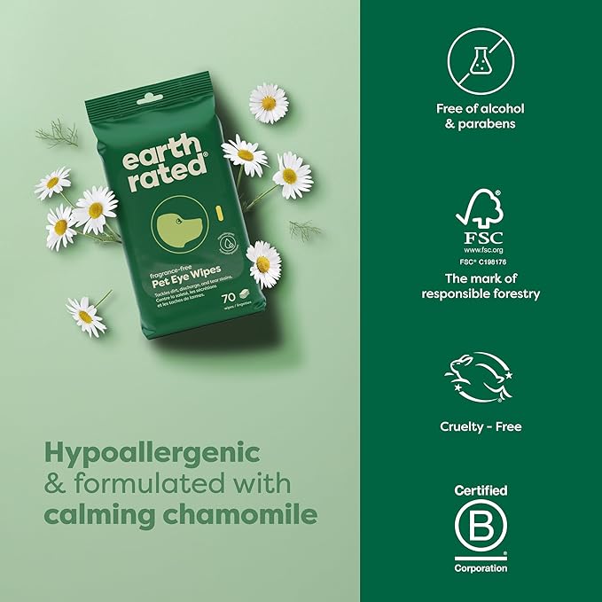 Earth Rated Vet-Developed Dog Eye Wipes, Hypoallergenic Pet Wipes - Image 7