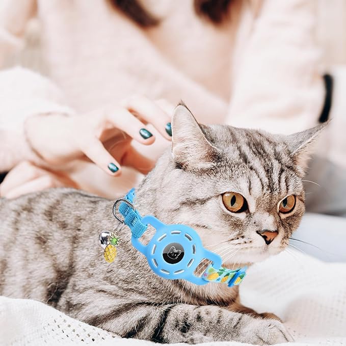BINGPET AirTag Cat Collar with Bells, Upgraded Safety Elastic Cat Collar with - Image 7