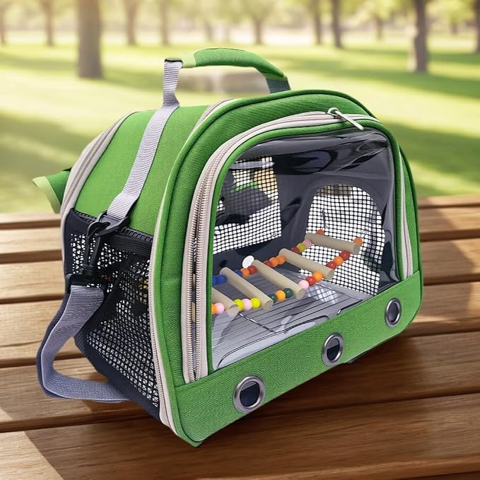 Bird Carrier Travel Cage with Perch, Food Bowl, Pet Backpack, Parrot Carrier - Image 3
