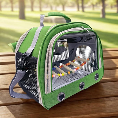 Bird Carrier Travel Cage with Perch, Food Bowl, Pet Backpack, Parrot Carrier - Image 3