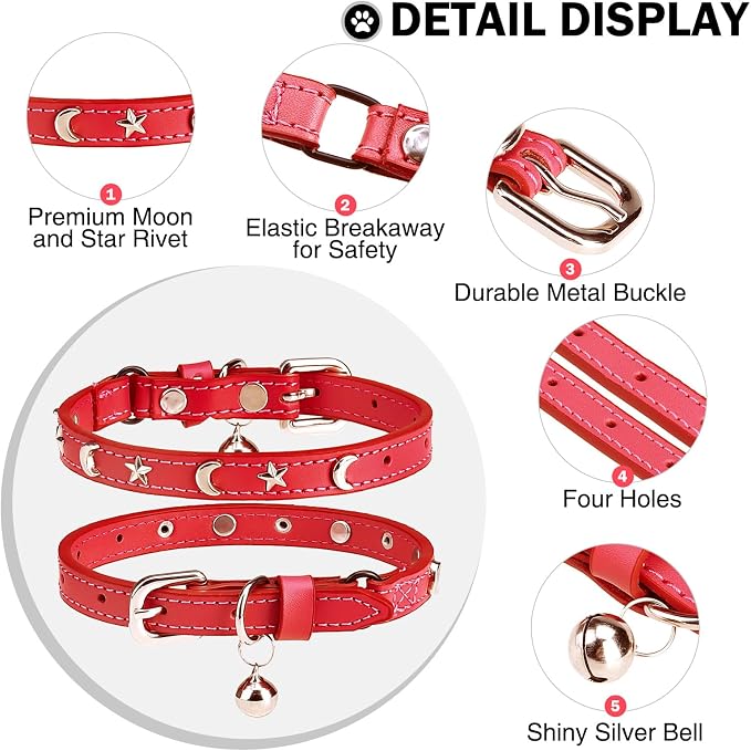 Leather Cat Collars for Boy Girl Cats - Image 2