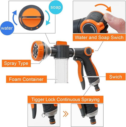 Dog Wash Hose Attachment, 8 in 1 Garden Hose Nozzle Sprayer - Image 3